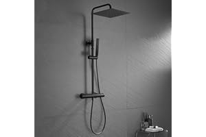 JOHO Termostatyczny system prysznicowy, zestaw prysznicowy z armaturą termostatyczną i głowicą prysznicową XXL, 25x 25 cm