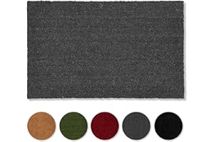 Carpido Antypoślizgowe maty kokosowe, antybakteryjne maty pod drzwi, do zadaszonego obszaru zewnętrznego, z ekologicznych włókien naturalnych, 100% kokosowy, 50 x 80 cm, szare