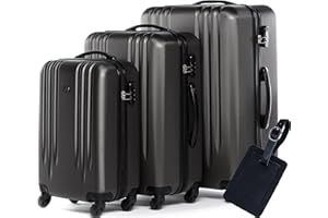 FERGÉ set di 3 valigie viaggio Marseille - bagaglio rigido dure leggera 3 pezzi valigetta 4 ruote grigio