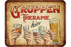 Oryginalna tabliczka blaszana RAHMENLOS dekoracyjna - tutaj terapia grupowa