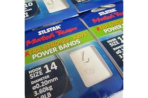 Silstar Match Team 24 (4 packs of 6) K67E Eyed - Wide Gape XTRA STRONG Barbless (Power Bands Rigs) Fishing Hooks - Available in size 10, 12, 14 and 16