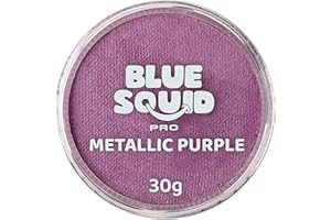 Blue Squid Pinturas faciales profesionales con base acuosa, aptas para la cara y para el cuerpo, para niños, adultos y efectos especiales, envase individual (color morado metálico, 30 g)