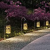 GIGALUMI Hanging Solar Mason Jar Lid Lights, 6 Pack 15 Led String Fairy Lights Solar Lanterns Table Lights, 6 Hangers and Jar