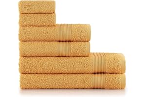 nottoc asciugamani bagno – arancione / 2 teli da bagno 70 x 140 + 2 asciugamani 50 x 90 + 2 asciugamani ospiti 30 x 50 – 100% cotone, spugna, morbido e assorbente, 6 pezzi set