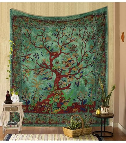 Tapisserie Murale Psychédélique Mandala - Grand Format 180x230 Cm - Tissu Polyester - Décoration Bohème