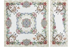 GIURI TESSUTI - SET CENTROTAVOLA, Coordinato Runner + Tovaglietta in tessuto Gobelin Jacquard, Realizzato a mano in Italia (COMBO, TESTE DI MORO - CROCE GRECA)