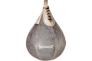 Bad Company Sac de frappe rétro en cuir de vachette - Taille moyenne - Ballon de frappe suspendu