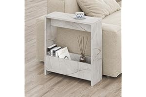 HOCUS PICUS Hocuspicus Side Table with Magazine Rack for Living Room and Office - Many Colour Options - Side/End Table - 55 x 20 x 60cm (Gold Marble Effect)