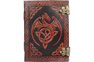 OVERDOSE Double Dragon with Lock Journal - Diario antiguo hecho a mano para viajes de oficina Diario de cuero hombres mujeres | Cuaderno de bocetos | Cuaderno Diario - 6x8 pulgadas | 15x20cm | A5