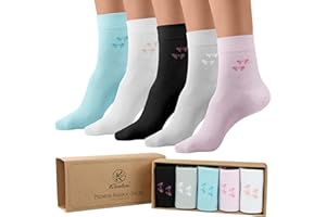 Klenton 5 Pairs Ladies Bamboo Socks, Women's Casual socks, Comfort Cuff Bamboo socks, Size 4-8