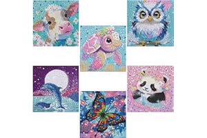 MICHIHOMIE 6 Pack Diamond Painting Kits for Kids, Cute Cartoon Animal Gem Art Kits, 6x6 Inch Full Drill Art Diamond Painting for Girls, Boys, Beginners