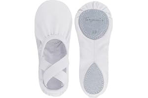 tanzmuster ® Ballettschuhe Mädchen Ballettschläppchen - Leon - 100% Baumwolle, elastischer Saum, Geteilte Ledersohle (Größe 22-45)