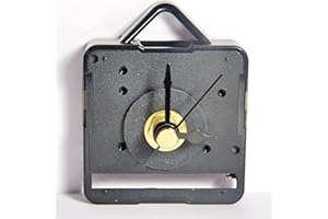 CLOCK SPARE PARTS Replacement Sweep (Non Ticking Quiet) Quartz Clock Movement Mechanism with Black Hour Minute Seconds Metal Hands - DIY - Fittings - (Short Shaft - 13mm Total Spindle Length) (24mm Spade Hands)