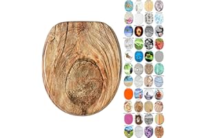 Sanilo Abattant WC, Grande sélection de lunettes de toilette, Finition de haute qualité, Charnières robustes, Fixation facile (Rustique)