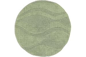RugVista Breeze Tappeto da bagno, ∅ 70 cm Rotondo, Pelo corto, Antiscivolo, Tappetoino da bagno moderno, Lavabile in lavatrice fino a 30°C, 100% Cotone, Verde
