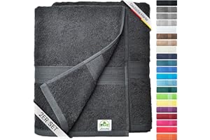 ‎LEEVITEX leevitex® Saunahandtuch XXL, flauschig und saugstark, 2 Saunatücher, 80 x 200 cm, Qualität 500 g/m², 100% Baumwolle - Schwarz