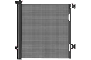 DIKOTS Black Retractable Stair Gate for baby & Pet - 140 cm wide & 86 cm tall extendable baby gate - Retractable Stair Gates for Dog & cat - Black Baby gate for stairs, Indoor & doorways