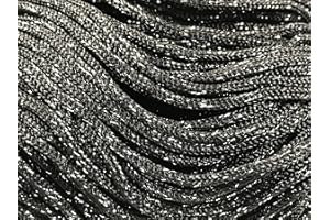 filati italiani cordini laminati Swan Glitter 500g - 450 metri per borse handmade e molto altro ancora (nero/argento, THAI GLITTER)