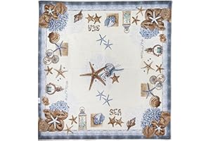 GIURI TESSUTI - TOVAGLIETTA Centrotavola quadrata in tessuto Gobelin Jacquard, Realizzata a mano in Italia (TOVAGLIETTA - STELLE MARINE)