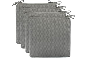 Brandsseller Cuscino da giardino, per esterni, con pistagna, effetto nido d'ape, resistente allo sporco e all'acqua, con nastri di fissaggio, 40 x 40 x 4 cm, confezione da 4 pezzi, grigio talpa