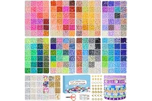 Fournine 31000 Pcs Clay Beads Bracelet Making Kit for Girls, 192 Colours 9 Boxes Clay Beads Friendship Bracelet Making Kit with Charms Letter Bead Elastic Strings, Crafts Gifts for Teen Girls