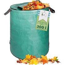 TTL Garden 3 X 300 L sacco da giardino coperchio e doppio fondo – 4 manici 150 gsm extra large stabile e pieghevole, set da 3 pezzi da 300 litri, sacco da