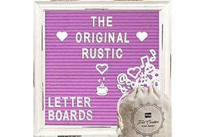 Rustikales Vintage-Stil Bauernhaus Filz Brieftafel Rillentafel Stecktafel mit Stand by Felt Creative Home Goods | mehr als 350 Buchstaben, Zahlen, Symbole (Lila, 26x26 cm)