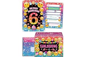 ‎JUNA-EXPERTEN JuNa-Experten 12 Einladungskarten incl.12 Umschläge zum 6. Kindergeburtstag für Mädchen/Einladung sechste Geburtstag/Einladungen zum Geburtstag/Kartenset für Kindergeburtstag/Glitzer