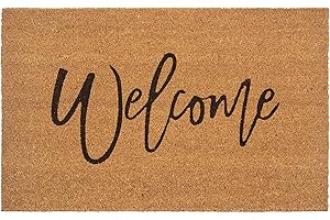 ‎HANSE HOME Hanse Home Kokos Fußmatte für Innen 45x75cm – Fussmatte Kokosmatte Schmutzfangmatte Welcome Design, rutschfest für Eingangsbereich & überdachten Außenbereich – Natur