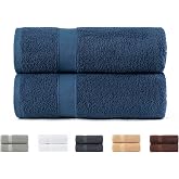 Todocama Set of 2 Shower Towels, 100% Cotton, 550 GSM, Extra Soft, Highly Absorbent and Quick Drying, 70 x 140 cm, Navy Blue