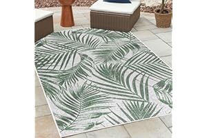 HomebyHome Dywan do użytku na zewnątrz, odporny na działanie warunków atmosferycznych, sizalowy wygląd vintage, prostokątny, zielony, odporny na działanie wody, nadaje się do prania, do ogrodu, na