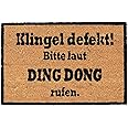 Relaxdays, Natur/schwarz Kokosmatte Ding Dong, Fußmatte aus Kokosfasern, rutschfeste Türmatte, Schmutzfangmatte, 40x60cm, Sta
