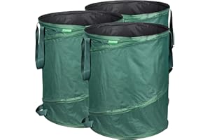 GardenMate 3x Pop-up Gartensack 160l - Selbstaufstellend aus robustem Polyester Oxford 600D Gewebe