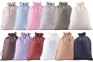 KONMAY 12er Set 20x30cm Gemischt Jutesäckchen Geschenkbeutel mit Kordelzug, Groß Jutebeutel Leinensäckchen Sackleinen Geschenkbeutel mit Kordelzug für Lavendelblüten, Schmuck, Geschenke