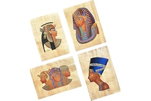 NileCart Ägyptische Papyrus-Bilder, handbemalt, aus Papier, antikes Ägypten-Design, 22 x 26 cm, 4 Blatt, handgefertigt in Ägypten (22,9 x 33 cm) King TUT Collection)
