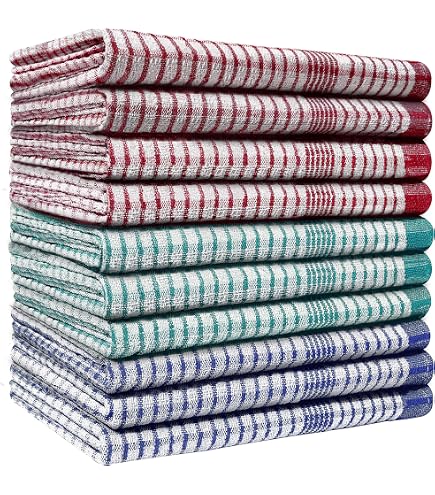 Torchons De Cuisine 100% Coton - Lot De 10 à 100, Dimensions 40x50 Cm, Double Couche, Blanc, Lavable Machine - 10