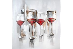 GILDE Bild XL - Weinprobe - Wein Glas - Gemälde handgemalt mit Aluminium - 100 x 100 cm