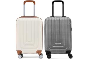 Flight Knight Zestaw 2 lekkich walizek kabinowych, 8 kółek obrotowych, wbudowany zamek boczny i port USB, bagaż zatwierdzony dla ponad 100 linii lotniczych, w tym easyJet, Ryanair i Jet2-55 x 35 x 20