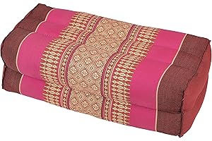 Handelsturm Coussin pour la Meditation Yoga 35x15x10 cm, Rembourrage Kapok, Design traditionell Thai Rose et Rouge