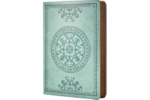 CAGIE Leather Vintage Journal for Women Men Soft Cover 256 Lined Pages Notebook 180 Lay Flat for Writing Travel Diary, 5.7'' x 8.3'', Green