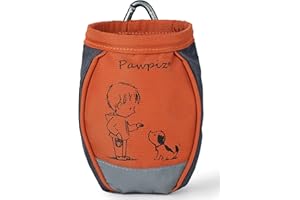 Pawpiz Dog Treat Pouch | Cute Clip-on Dog Treat Bag with Waist Clip, Carabiner & Side Pocket | Waterproof Lining & Water-Resistant Shell | UK Brand (Sienna & Charcoal Grey)