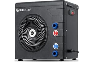 KESSER® Bomba de Calor para Piscinas de hasta 20 000 l de Capacidad, calefacción de Piscinas, Capacidad de calefacción 3,9 kW, tensión de Funcionamiento 220 V, conexión de Agua Ø 32/38 mm, Negro