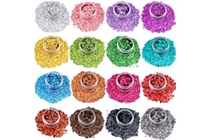 Tahbarshi Holographic Chunky Glitter 16 Color x 10g - Sparkly Glitter Flakes for Resin Arts Crafts Wax Melts - Cosmetic Glitter Sequins for Face Body Nail Hair Festival Party Décor