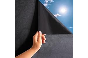 MARAPON® Pellicola Oscurante per Vetri Autoadesiva [44.5x200 cm] EBook con Istruzioni Incluso - Pellicola per Vetri Finestre per Privacy - Pellicola Nera Opaca, Blocca la Luce