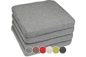 sunnypillow 4er Set Stuhlkissen wasserdicht UV-lichtecht 40 x 40 x 5cm - Polsterauflage Auflage für Stühle/Bänke - Sitzkissen Stuhlauflage für Haus und Garten - Indoor/Outdoor - Grau