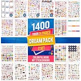 colortouch Dream Sticker Set - 1400 Adet &Ccedil;ıkartma - &Ccedil;ocuklar, Kızlar, Gen&ccedil;ler ve Yetişkinler i&ccedil;in Sticker Book - Laptop, G&uuml;nl