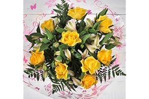 Homeland Florists Bright Yellow Rose and Alstroemeria Bouquet, Fresh Flowers Delivered UK Next Day, Send a Beautiful Arrangement with Handwritten Gift Card