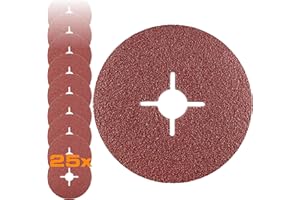 RHODIUS KFS | 25 Stück Ø 125 mm K40 Fiberscheiben | für Winkelschleifer | Schleifscheibe Metall | Fiberschleifscheibe, Schleifblatt