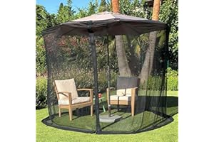 UB-STORE Moustiquaire pour Parasol 2.8 M | Grandes Tailles Et Tissu Conçu pour L'Extérieur | Noir Maille De Protection Contre Les Insectes pour Patio, Porche Et Terrasse De Jardin