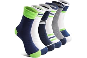 Welwoos Kinder Jungen Socken Sportsocken Atmungsaktiv Laufsocken Kompressions Baumwolle Kindersocken 6 Paare